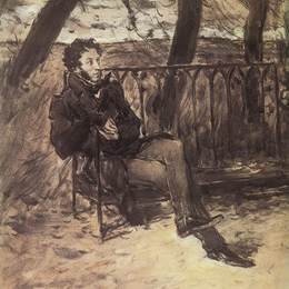 《亚历山大普希金在公园里》瓦伦丁·谢罗夫(Valentin Serov)高清作品欣赏