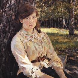 《阳光下的女孩（M. Simonovich的肖像）》瓦伦丁·谢罗夫(Valentin Serov)高清作品欣赏