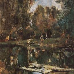 《阿布拉姆采沃池塘》瓦伦丁·谢罗夫(Valentin Serov)高清作品欣赏