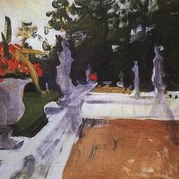 《有栏杆的门廊。阿尔汉格尔斯克》瓦伦丁·谢罗夫(Valentin Serov)高清作品欣赏