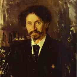 《艺术家伊利亚列宾的肖像》瓦伦丁·谢罗夫(Valentin Serov)高清作品欣赏