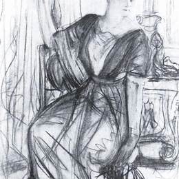 《谢尔巴托娃肖像画素描》瓦伦丁·谢罗夫(Valentin Serov)高清作品欣赏
