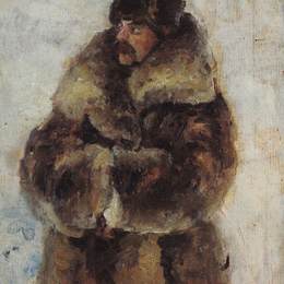 瓦西里·伊万诺维奇·苏里科夫(Vasily Surikov)高清作品:A. I. Surikov with fur coat. Study to &amp;ampquotTaking the s