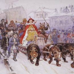 《莫斯科街头1772大假面舞会》瓦西里·伊万诺维奇·苏里科夫(Vasily Surikov)高清作品欣赏