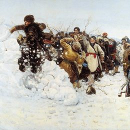 《去一个下雪的小镇》瓦西里·伊万诺维奇·苏里科夫(Vasily Surikov)高清作品欣赏