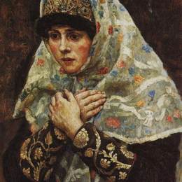 瓦西里·伊万诺维奇·苏里科夫(Vasily Surikov)高清作品:Young lady with his arms folded (Study to &amp;ampquotBoyaryny