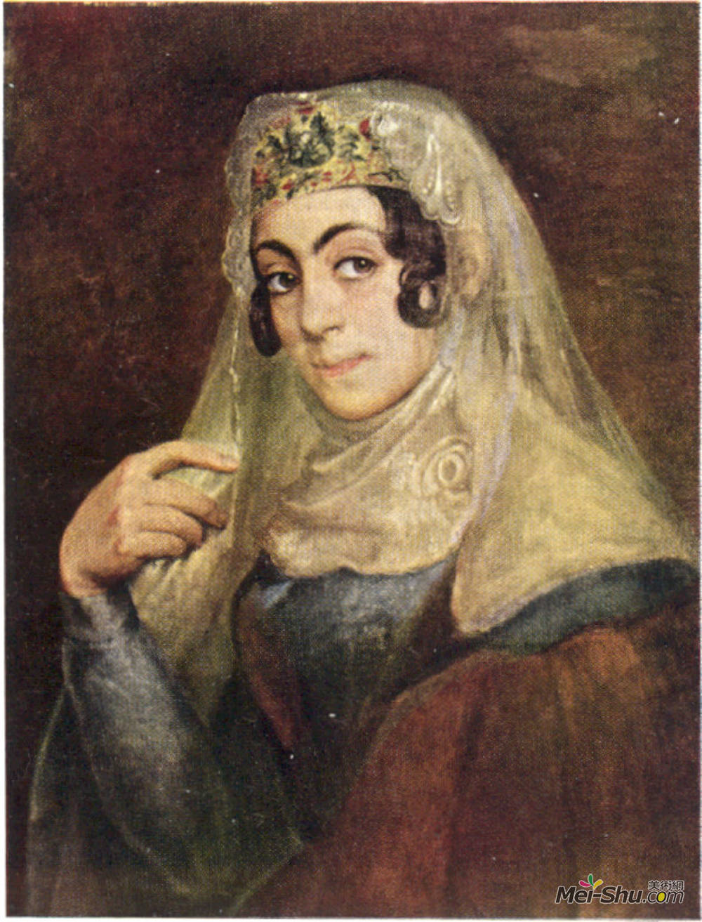 《格鲁吉亚女人的肖像》瓦西里·特罗平宁(vasily tropinin)高清作品