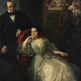 瓦西里·特罗平宁(Vasily Tropinin)高清作品:Portrait of Nikolai Ivanovich and Nadezhda Mikhailovna