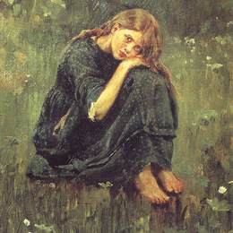 《Alyonushka（研究）》维克托·米哈伊洛维奇·瓦斯涅佐夫(Viktor Vasnetsov)高清作品欣赏