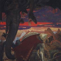 维克托·米哈伊洛维奇·瓦斯涅佐夫(Viktor Vasnetsov)高清作品:Fight Dobrynya Nikitich with seven headed serpent Hydra