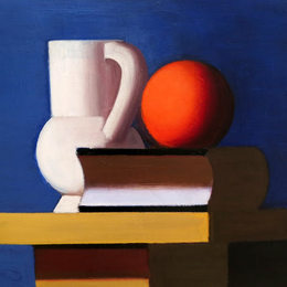 《与白色瓶子，桔子和书的静物画》伦德斯特罗姆(Vilhelm Lundstrom)高清作品欣赏