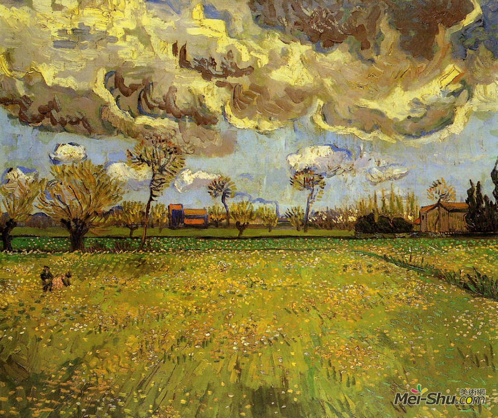 暴风雨天空下的风景文森特梵高vincentvangogh高清作品欣赏