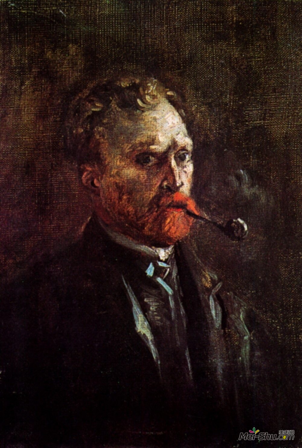 叼着烟斗的自画像文森特梵高vincentvangogh高清作品欣赏
