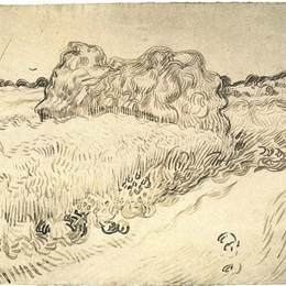 《麦田有一堆小麦或干草》文森特·梵高(Vincent van Gogh)高清作品欣赏