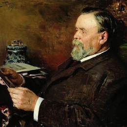费拉基米尔·马科夫斯基(Vladimir Makovsky)高清作品:Lover of painting. Portrait of a collector I. E. Tsvetkov.