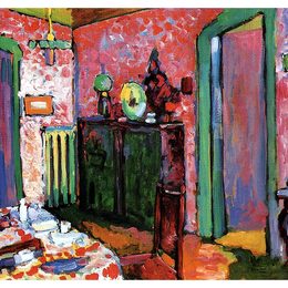 《室内（我的餐厅）》瓦西里·康定斯基(Wassily Kandinsky)高清作品欣赏