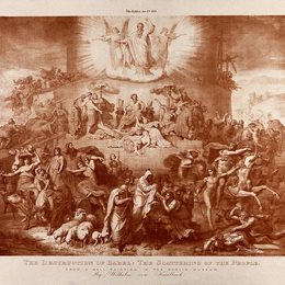 《上帝出现在巴别塔，将人们分散到不同的地方》威廉·冯·考尔巴赫(Wilhelm von Kaulbach)高清作品欣赏