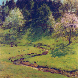 《开花期》乌伊拉德·梅特卡夫(Willard Metcalf)高清作品欣赏