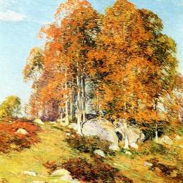 《十月初》乌伊拉德·梅特卡夫(Willard Metcalf)高清作品欣赏