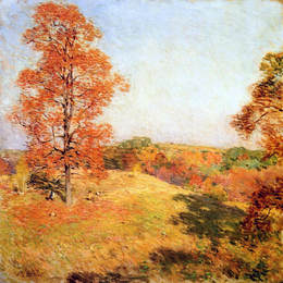 《坚果采集》乌伊拉德·梅特卡夫(Willard Metcalf)高清作品欣赏