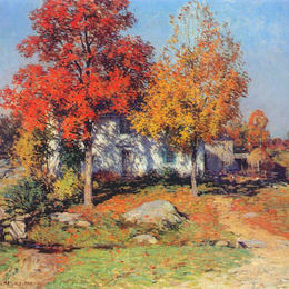 《十月》乌伊拉德·梅特卡夫(Willard Metcalf)高清作品欣赏