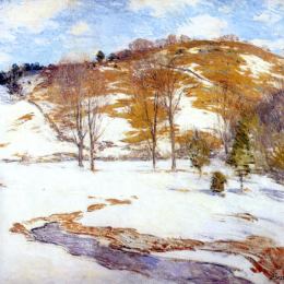 《山脚下的雪》乌伊拉德·梅特卡夫(Willard Metcalf)高清作品欣赏