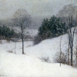 《白色面纱》乌伊拉德·梅特卡夫(Willard Metcalf)高清作品欣赏