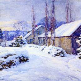 《冬日午后》乌伊拉德·梅特卡夫(Willard Metcalf)高清作品欣赏