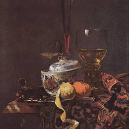 《静物玻璃器皿和瓷碗》威廉·考尔夫(Willem Kalf)高清作品欣赏