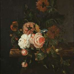 《玫瑰花、罂粟和蜗牛》威廉凡·万·艾斯特(Willem van Aelst)高清作品欣赏