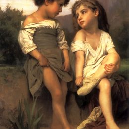 《在溪边》威廉·阿道夫·布格罗(William-Adolphe Bouguereau)高清作品欣赏