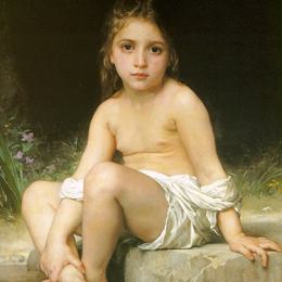 《沐浴儿童》威廉·阿道夫·布格罗(William-Adolphe Bouguereau)高清作品欣赏