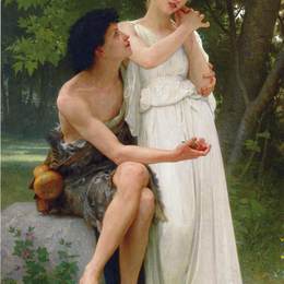 《她的第一批珠宝》威廉·阿道夫·布格罗(William-Adolphe Bouguereau)高清作品欣赏