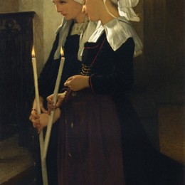 《以祈祷的圣安妮欧雷》威廉·阿道夫·布格罗(William-Adolphe Bouguereau)高清作品欣赏