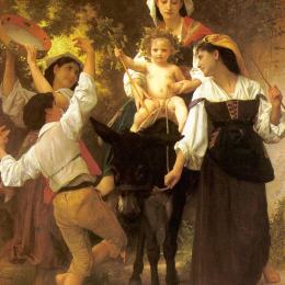 《从收获中回来》威廉·阿道夫·布格罗(William-Adolphe Bouguereau)高清作品欣赏