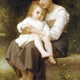 《姐姐》威廉·阿道夫·布格罗(William-Adolphe Bouguereau)高清作品欣赏