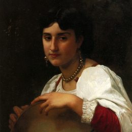 《意大利铃鼓》威廉·阿道夫·布格罗(William-Adolphe Bouguereau)高清作品欣赏