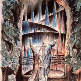 《但丁和维吉尔在地狱之门》威廉·布莱克(William Blake)高清作品欣赏