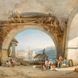 威廉·莱顿·里奇(William Leighton Leitch)高清作品:Isola Bella from the Isola dei Pescatori, Lake Maggiore