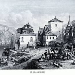 威廉·莱顿·里奇(William Leighton Leitch)高清作品:St. Goar um 1835, engraving by J.W. Archer after Leitch