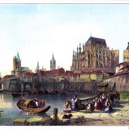 威廉·莱顿·里奇(William Leighton Leitch)高清作品:The City of Cologne, engraved by M.J. Starling after Leitch