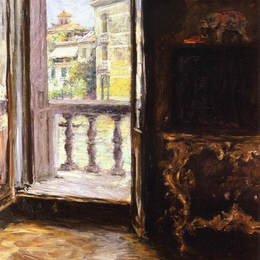 《威尼斯阳台》威廉·梅里特·切斯(William Merritt Chase)高清作品欣赏