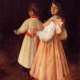 《在玩耍》威廉·梅里特·切斯(William Merritt Chase)高清作品欣赏