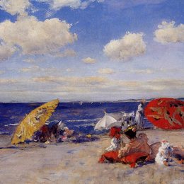 《在海边》威廉·梅里特·切斯(William Merritt Chase)高清作品欣赏