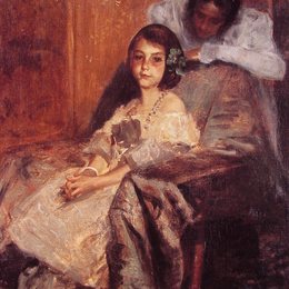 《多萝西和她的妹妹》威廉·梅里特·切斯(William Merritt Chase)高清作品欣赏