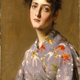 《日本服饰中的女孩》威廉·梅里特·切斯(William Merritt Chase)高清作品欣赏