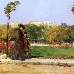 《在公园里，巴黎》威廉·梅里特·切斯(William Merritt Chase)高清作品欣赏