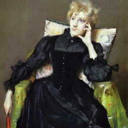 《坐着黑衣服的女人》威廉·梅里特·切斯(William Merritt Chase)高清作品欣赏