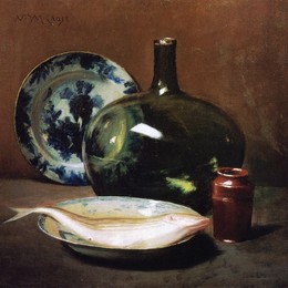 《鱼的静物》威廉·梅里特·切斯(William Merritt Chase)高清作品欣赏