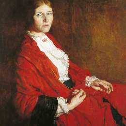 《红围巾》威廉·奥宾(William Orpen)高清作品欣赏